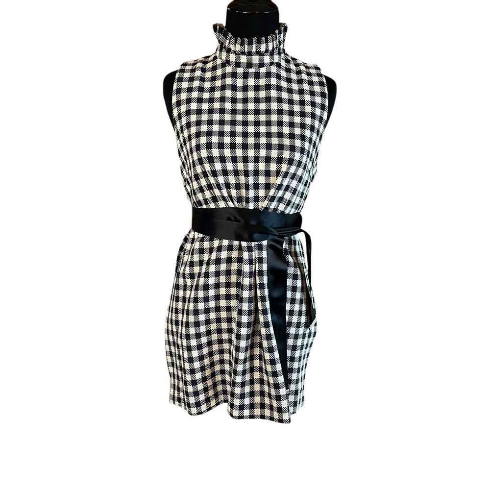 Mother of Pearl checkered tweed gingham mock neck top with side‎ slits sz 4